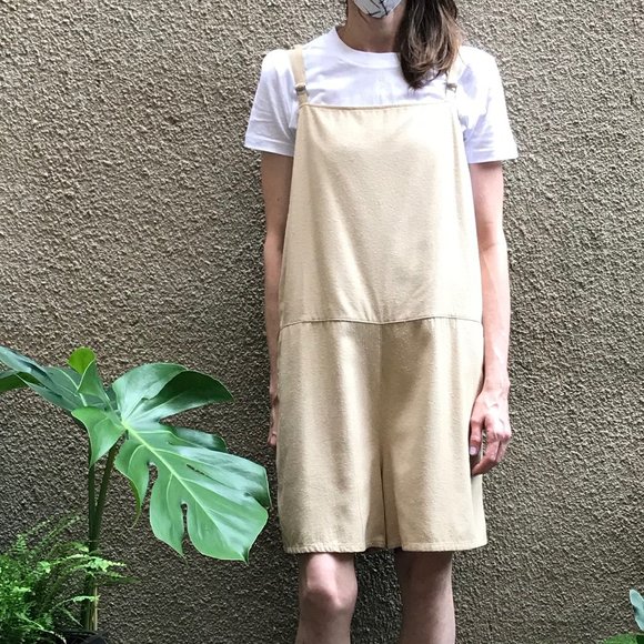 Base Range Short Strap Overall in Natural Raw Silk - Picture 6 of 7